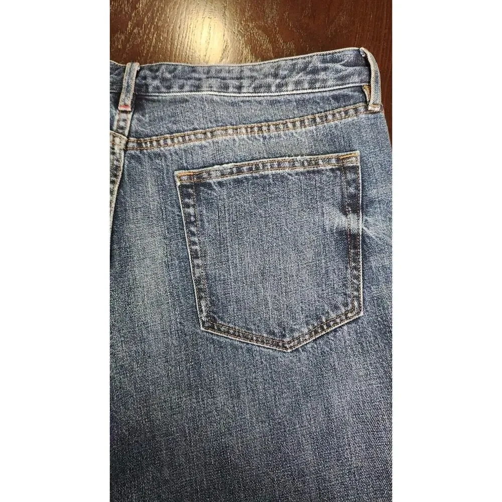 Ines De La Fressange Uniqlo Straight Jeans Slim Flare Mid Rise Blue Sz 32‎ - Picture 8 of 8